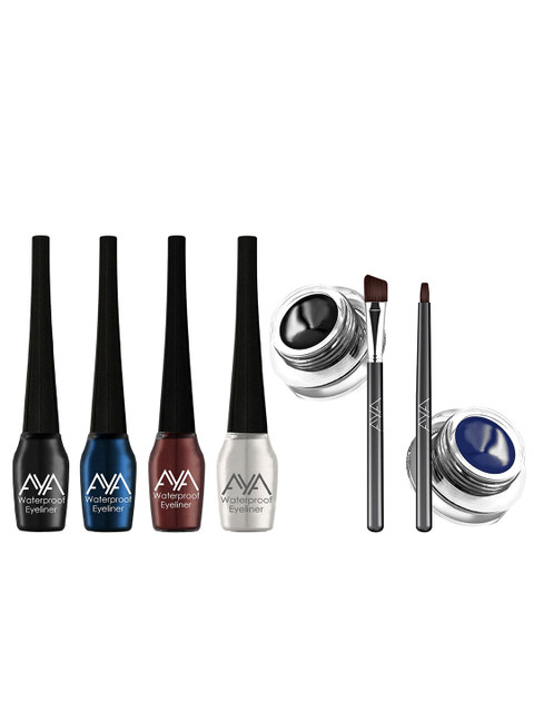 

AYA Set of 4 Waterproof Liquid Eyeliner & Set of 2 Gel Eyeliner, Black