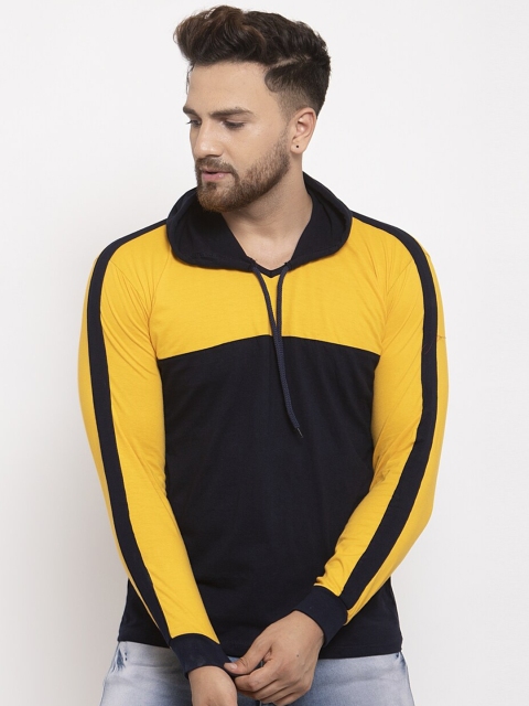 

KATSO Men Yellow & Black Colourblocked Polo Collar Slim Fit T-shirt