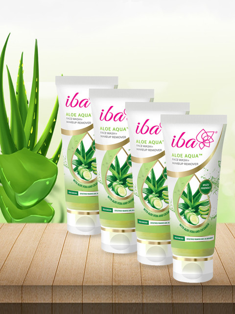 

Iba Pack of 4 Aloe Aqua Face Wash + Makeup Remover 50 ml each, White
