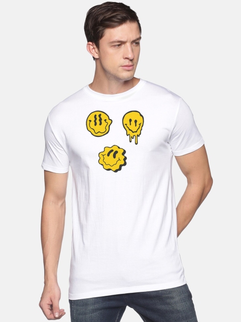 

MASH UNLIMITED Men White & Yellow Printed Slim Fit T-shirt