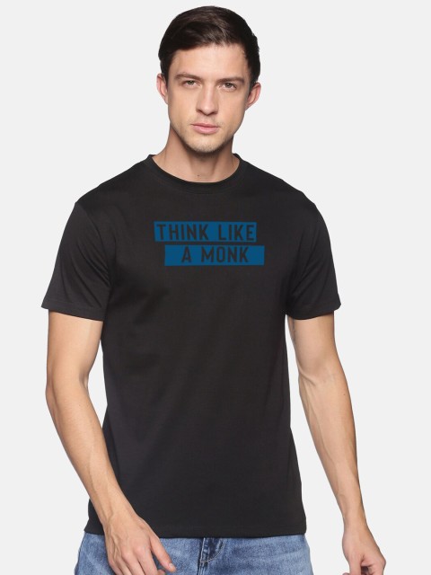 

MASH UNLIMITED Men Black & Blue Typography Printed Slim Fit T-shirt
