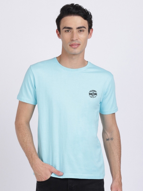 

MASH UNLIMITED Men Turquoise Blue Slim Fit T-shirt