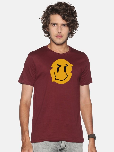 

MASH UNLIMITED Men Maroon & Yellow Printed Slim Fit T-shirt