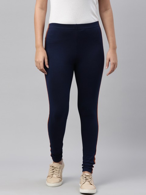 

Go Colors Women Navy Blue Solid Ankle Length Athleisure Leggings