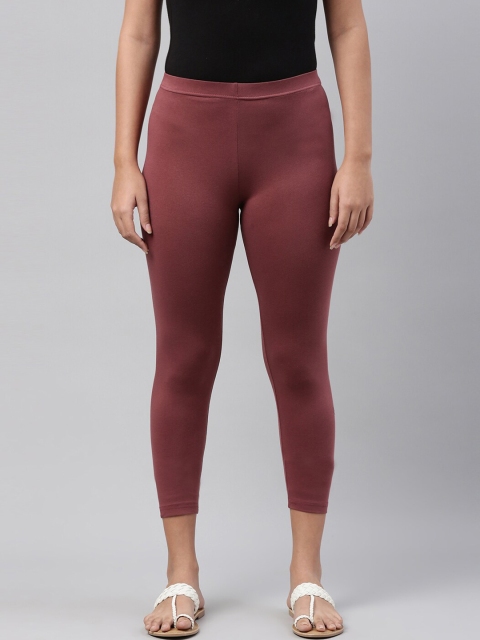 

Go Colors Women Mauve Solid Cropped Leggings