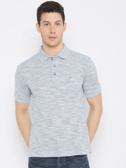 

Okane Men Blue Polo Collar Pockets T-shirt