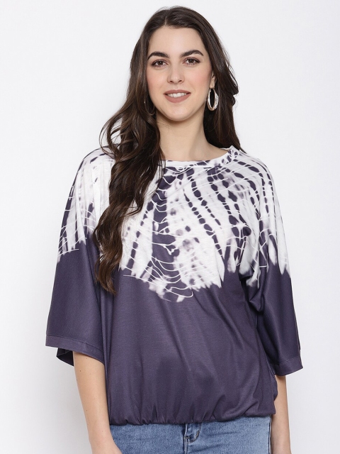 

iki chic Blue Tie and Dye Extended Sleeves Blouson Top