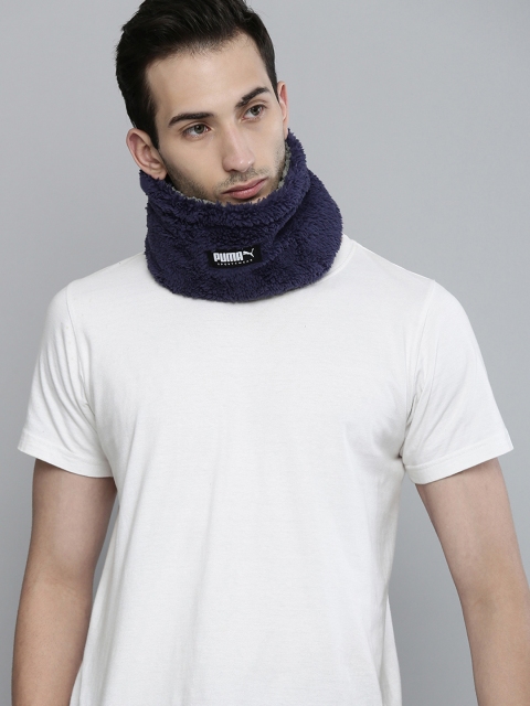 

Puma Unisex Navy Blue & Green Solid Reversible Neck Warmer