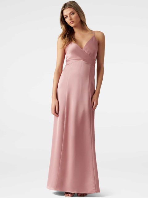 

Forever New Women New Pink Satin Maxi Dress