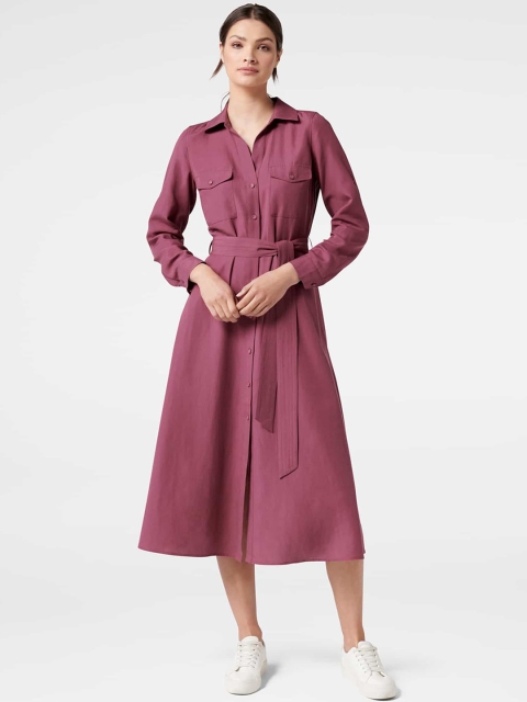 

Forever New Women New Pink Denim Shirt Midi Dress