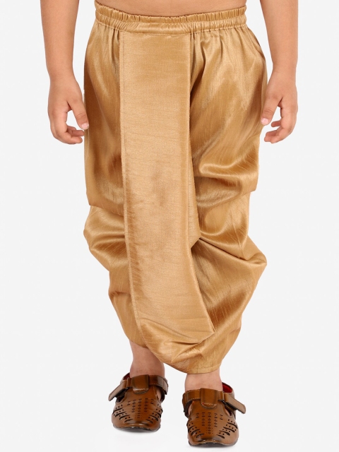 

VASTRAMAY Boys Gold-Toned Solid Silk Blend Dhoti