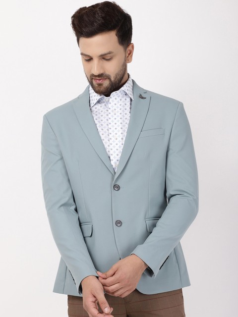

Blackberrys Men Blue Solid Slim-Fit Single-Breasted Casual Blazer