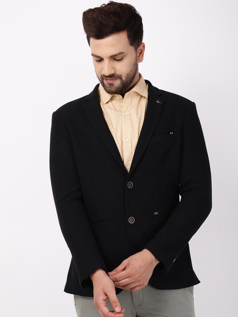 

Blackberrys Men Black Solid Single Breasted Slim Fit Blazer