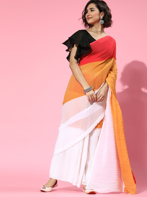 

Tikhi Imli Colourblocked Saree, Off white