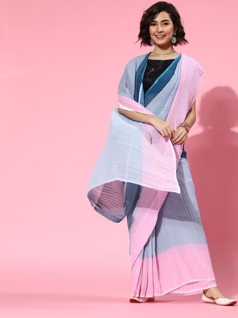 

Tikhi Imli Colourblocked Saree, Blue