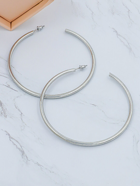 

Bellofox Silver-Plated Silver-Toned Circular Half Hoop Earrings