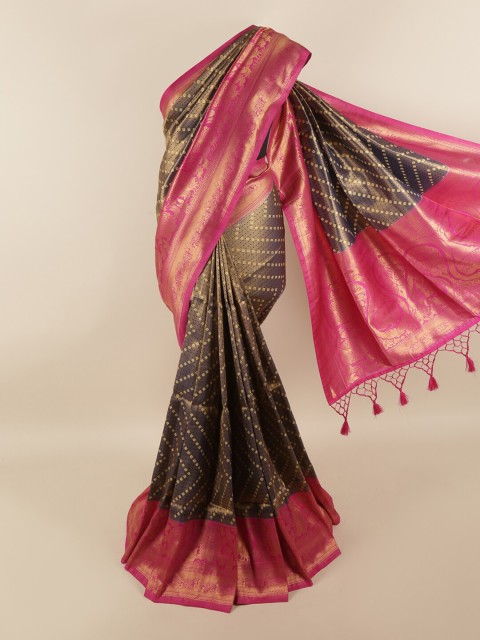 

Pothys Blue & Gold-Toned Art Silk Saree