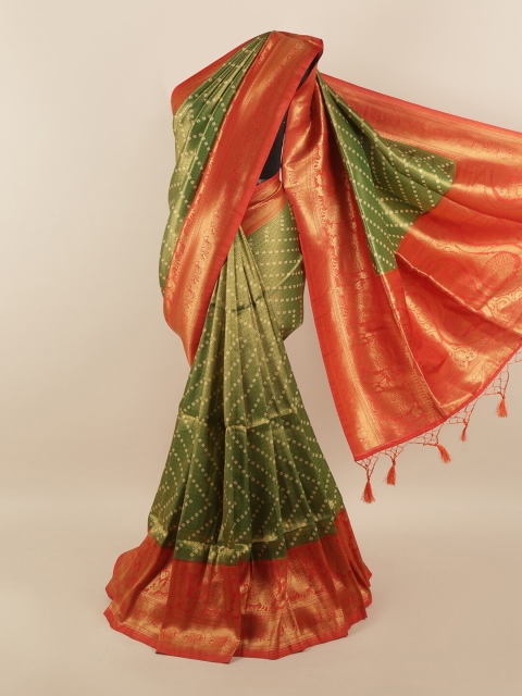 

Pothys Green & Red Rapier Silk Saree