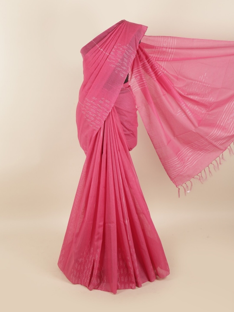 

Pothys Pink & White Jute Silk Saree
