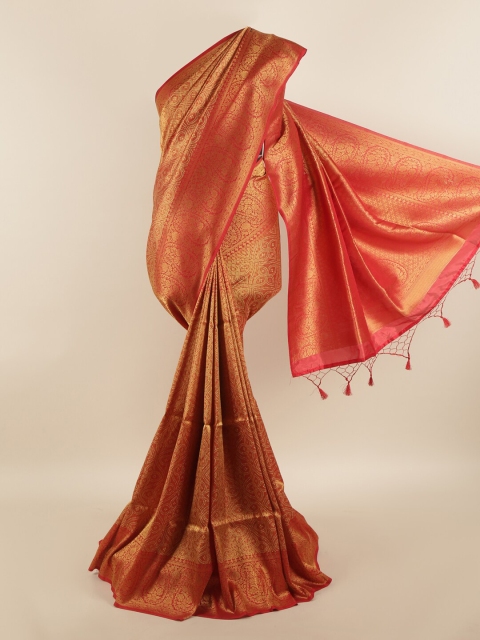 

Pothys Maroon & Gold-Toned Paisley Art Silk Saree