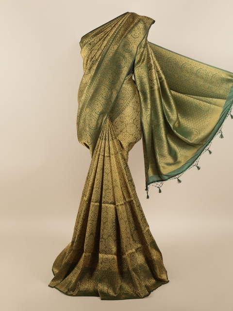 

Pothys Green & Gold-Toned Ethnic Motifs Art Silk Saree