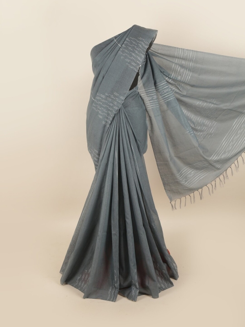 

Pothys Grey & Silver-Toned Jute Silk Saree