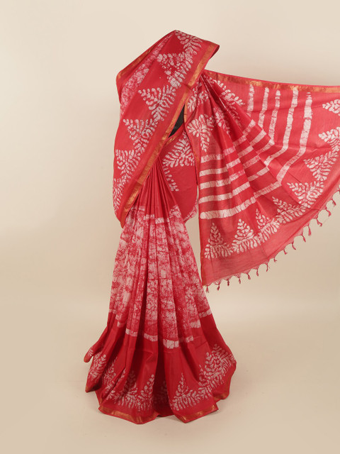 

Pothys Red & White Ethnic Motifs Zari Jute Cotton Saree