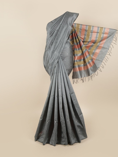 

Pothys Grey Beads and Stones Jute Silk Saree
