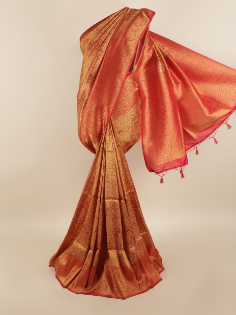 

Pothys Orange & Gold-Toned Woven Design Zari Art Silk Saree