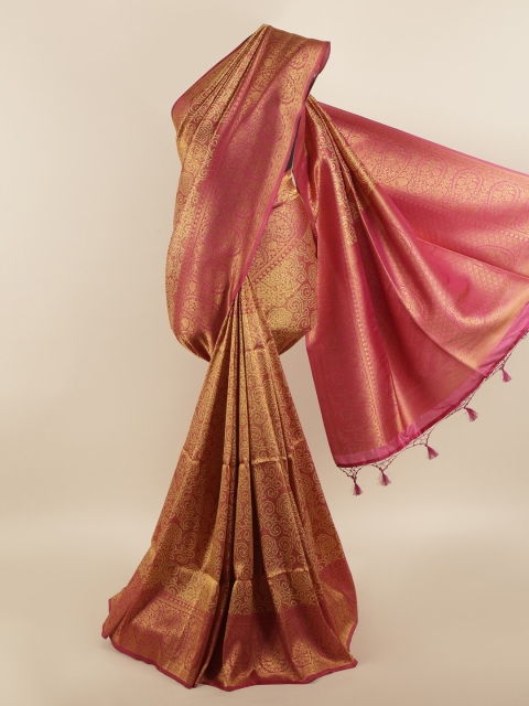 

Pothys Pink & Gold-Toned Bandhani Art Silk Saree