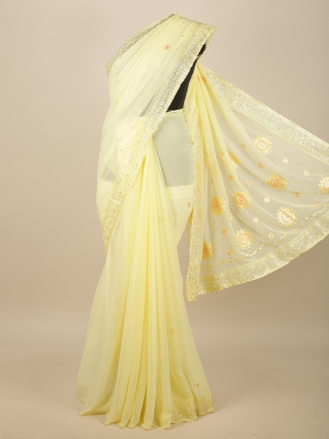 

Pothys Yellow Floral Embroidered Saree
