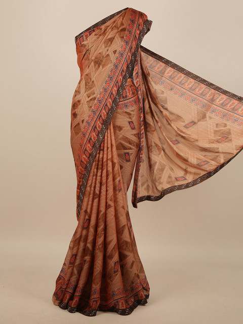 

Pothys Brown & Red Ethnic Motifs Printed Saree