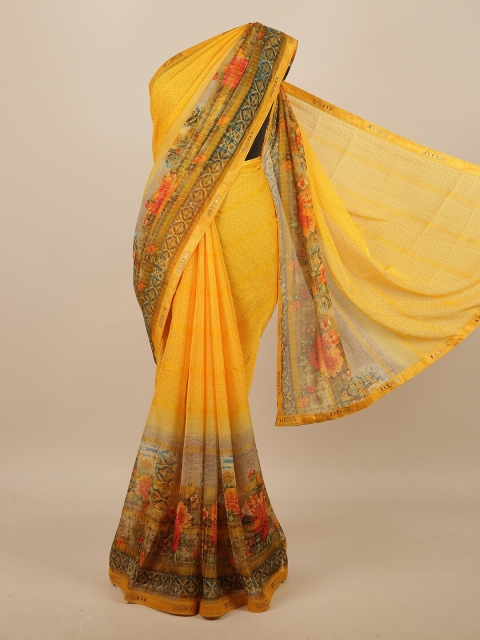 

Pothys Yellow & Green Floral Printed Saree