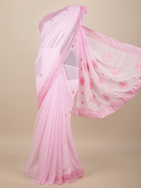 

Pothys Pink Floral Embroidered Saree