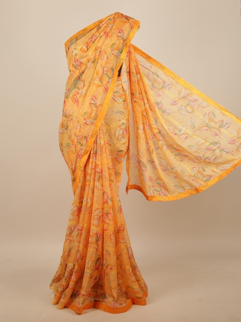 

Pothys Orange & Green Floral Printed Saree