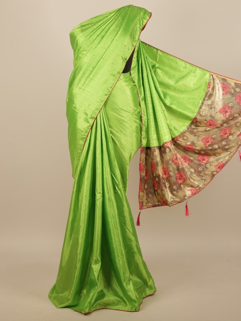 

Pothys Green & Pink Embellished Art Silk Saree