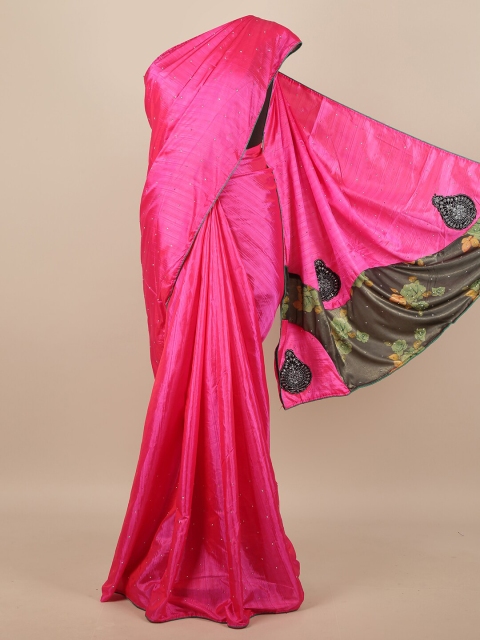 

Pothys Fuchsia Embellished Beads and Stones Art Silk Saree