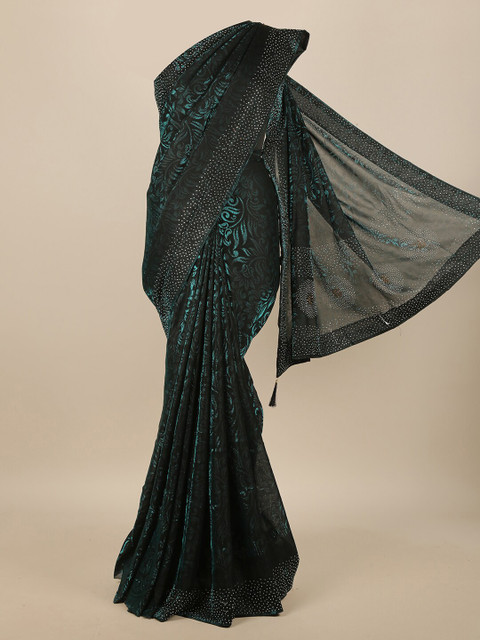 

Pothys Green & Black Woven Design Jute Cotton Saree