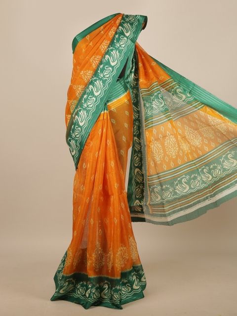 

Pothys Mustard Yellow & Green Jute Silk Saree