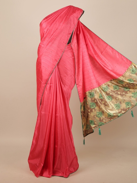 

Pothys Pink Embellished Beads and Stones Art Silk Saree