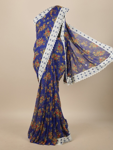 

Pothys Blue & Brown Floral Saree