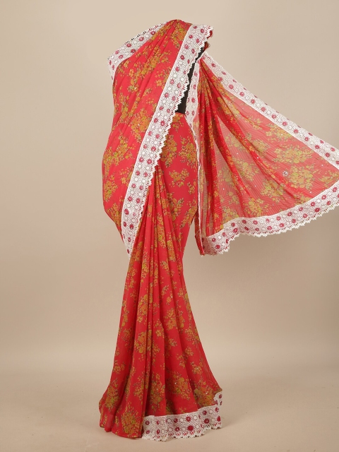 

Pothys Pink & White Floral Saree