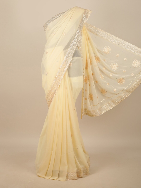 

Pothys Cream-Coloured Floral Saree