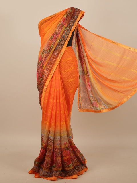 

Pothys Orange & Brown Checked Saree