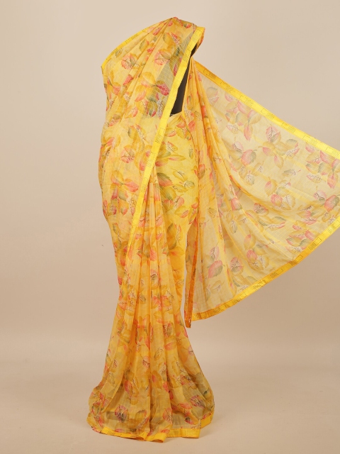 

Pothys Yellow & Pink Floral Beads and Stones Saree