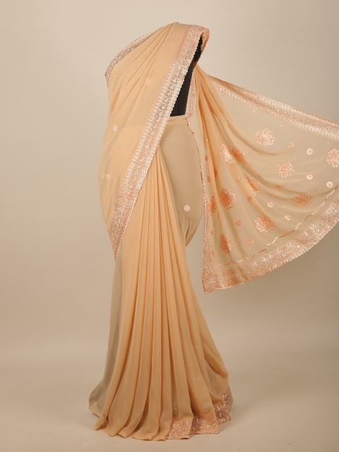 

Pothys Peach-Coloured Floral Saree