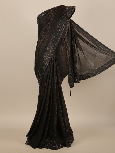 

Pothys Brown Floral Beads and Stones Jute Cotton Saree