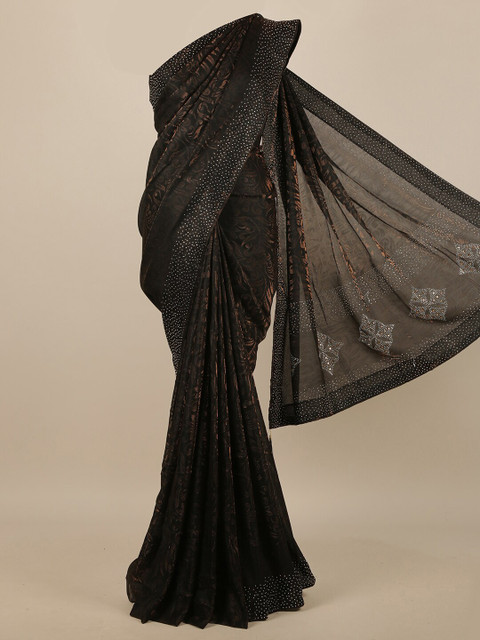 

Pothys Brown Floral Beads and Stones Jute Cotton Saree