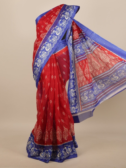 

Pothys Red & Blue Jute Silk Saree