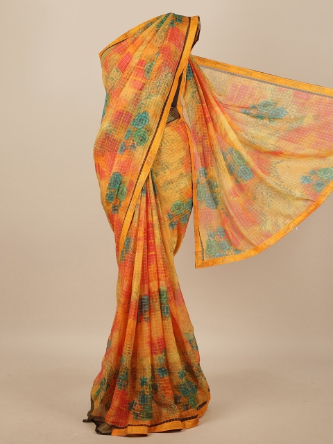 

Pothys Orange & Red Floral Saree